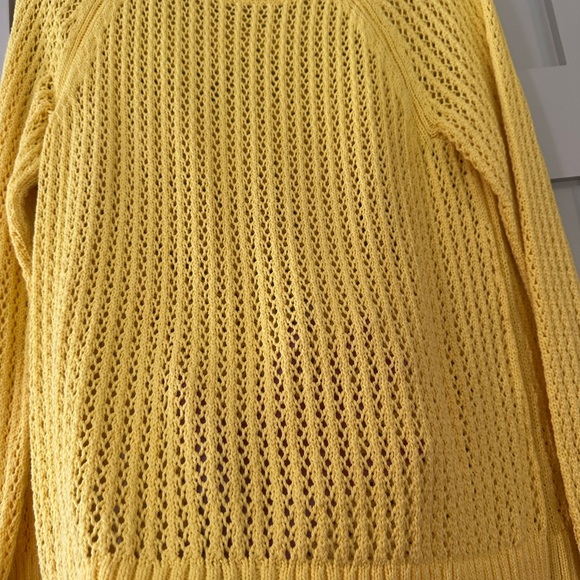 Talbots Sunny Yellow Crew Neck Sweater with Open Knit - Picture 4 of 6